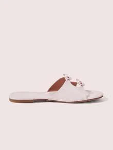 CUCCOO DOLLMOD Ladies Rose Red Comfortable Flat Sandals, Sweet Style Bow-Soled Sandals - Hot Pink - View 3