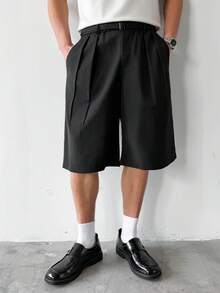 HUEFORM Quần lửng ống rộng dáng suông cao cấp, nhẹ, kiểu dáng cổ điển, chất liệu cao cấp, thích hợp cho nam giới đi làm. - màu đen - Xem 4