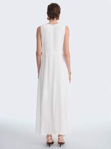 Aalyst Đầm chữ A xếp ly ôm dáng thanh lịch, thiết kế cài cúc, thích hợp mặc hàng ngày đến văn phòng dành cho nữ. - trắng - Xem 3