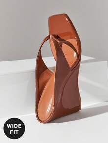 SHUZIA 女士宽楦舒适人字坡跟凉鞋 - 棕色 - 查看 7