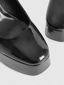 CUCCOO LuxiPop 女士厚底圆头高跟鞋，优雅真皮礼服鞋，性感夜店/T台风格，四季皆宜 - 黑色 - 查看 6