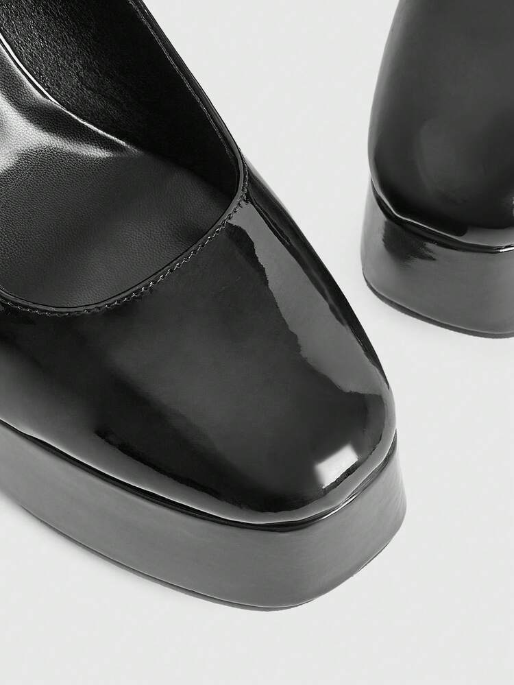 CUCCOO LuxiPop Women's Thick Sole Round Toe Platform High Heel Pumps, Elegant Leather Dress Shoes, Sexy Club Runway Style, Suitable For Spring/Summer, Vacation, Travel, 2000s Fashion