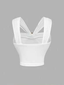 SHEIN MOD 两件套V领金属装饰黑白衬衫，适合返校、度假、派对、下午茶、复古上衣、外出、秋季、优雅、复古风、节日、办公室、工作、返校、机场等场合。 - 彩色 - 查看 6