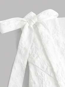 SHEIN Girlism 儿童夏季服装 少女纯色提花可拆卸蝴蝶结领无袖优雅连衣裙 白色连衣裙 舞会礼服 长裙优雅白色连衣裙 女孩连衣裙 白色派对连衣裙 白色连衣裙 优雅白色套装 白色连衣裙 舞会礼服 长裙 女孩优雅套装 圣餐礼服 白色优雅连衣裙 长裙 白色连衣裙 舞会礼服 - 白色 - 查看 4