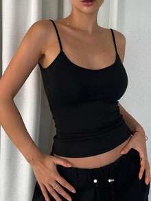 DAZY Women's Contrast Lace Slim Fit Backless Camisole - Black - View 4