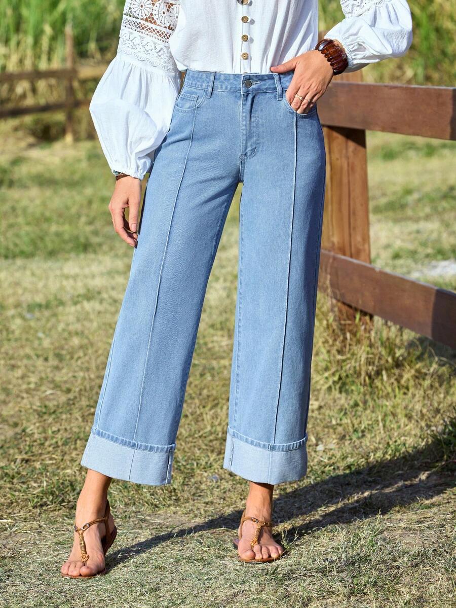 EMERY ROSE Women's Vacation Casual Washed Straight Leg Jeans - Light Wash - View 1