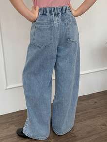 DAZY Tween Girls Bow Rhinestone Embellished Denim Jeans - Blue - View 2