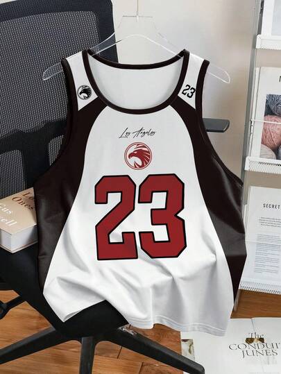 Manfinity Joysei 男女通用休闲运动款 23 号洛杉矶篮球队球衣，黑白撞色 23 号篮球球衣