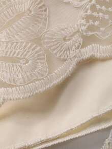 DAZY 少女优雅圆领珍珠刺绣收腰高腰蕾丝连衣裙 - 杏色 - 查看 7