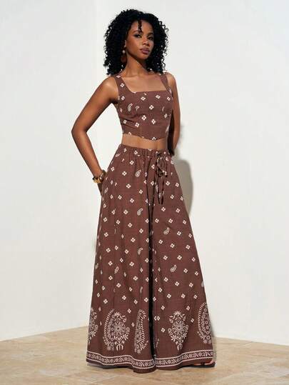 Zivah 2026 Women's Printed Vacation Casual Unique Pattern Printed Fabric Top And Long Pants Set