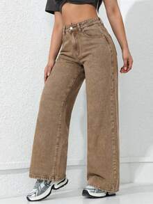 ICON Simple And Simple Women's Jeans For Everyday Wear - Brown - View 4