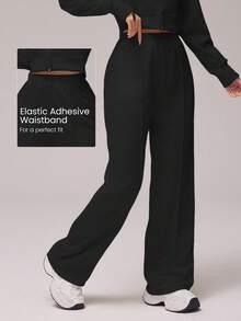 Velisys Women's 2pcs Set Loose Linen Sweatpants, Dark Gray & Black, Casual Sports Pants - Multicolor - View 5