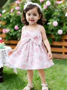 SHEIN 2025 Summer New Baby Girl Sweet Butterfly Decor Sleeveless Dress - Pink - View 6