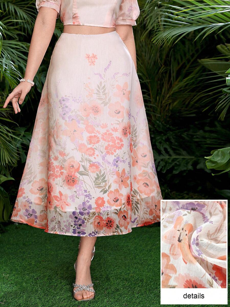 Modelyn Fashionable Slimming Printed A-Line Flared Elegant Women Skirt
