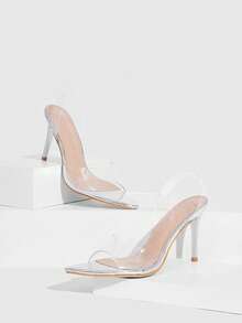 CUCCOO SZL Ladies Pointed Sexy Transparent High Heel Women's Shoes Thin Heel Commuter Avant-Garde Party After Strap Silver - Silver - View 3