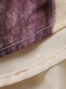 DAZY 女士V领印花短袖收腰宽松休闲度假连衣裙 - 杏色 - 查看 8