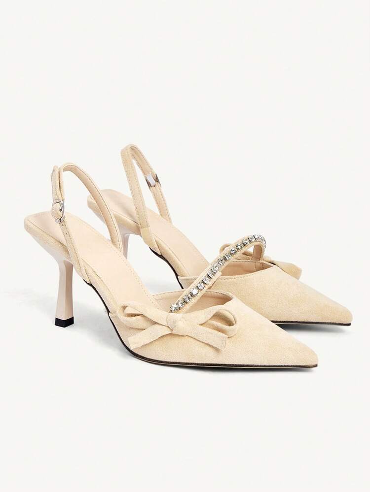 CUCCOO CHICEST Women Shoes Spring Summer New Three-Dimensional Cute Big Bow Design Pointed Toe Wine Glass Heel Middle Heel Romantic Elegance Simple Black Satin High Heel Slingback Dating Afternoon Tea Party Valentine's Day Elegant Wear Banquet Dating Evening Dress Sweet And Sexy Wedding Shoes Half Slippers Macaron White Beige Blue Royal Blue Pink Brown Green Burgundy Gray Rose Red Purple Yellow Orange Apricot Gold Silvery Diamonds Big Size Rhinestone Flower Lace Elegant Shoes Wedding Shoes