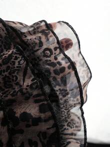 SaltGleam SaltGleam Women's Elastic Waist Leopard Print Layered Ruffle Trim Fashionable Skirt - Multicolor - View 4