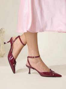 CUCCOO CHICEST Women's Fashionable Elegant Commuting Pumps With Bow Decor Elegant Shoes Wedding Shoes - Burgundy - View 4
