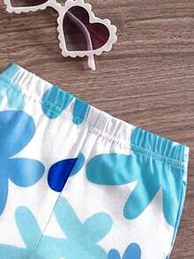 SHEIN Conjunto de 2 piezas para bebé niña, top halter de punto con diseño de corazón y pantalones acampanados de moda - Multicolor - Ver 5