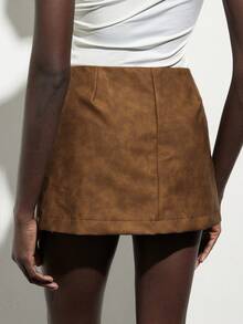 Aveloria Modichic Women's Retro Fashion Casual Single-Breasted Midi Skirt - Coffee Brown - View 2