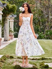 KARISMINA 情人节女士度假印花吊带连衣裙，女士度假装扮 - 彩色 - 查看 5