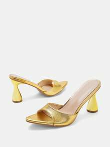 Glitzique Của phụ nữ Vàng Hình chóp Đồ trang trí Giày cao gót Dép Mules , Duyên dáng Buổi tiệc Giày cao gót Dép xăng đan - Vàng - Xem 12