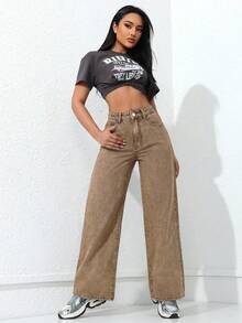 ICON Simple And Simple Women's Jeans For Everyday Wear - Brown - View 6