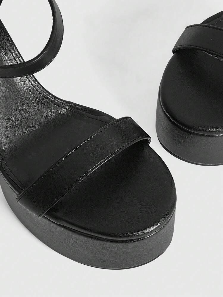 CUCCOO LuxiPop Women's High Heel Waterproof Platform Sandals With Ankle Strap And Back Zipper, Black, Sexy And Fashionable For Nightclub, Suitable For Spring/Summer, Vacation, Travel, 2000s Style Summer Shoes