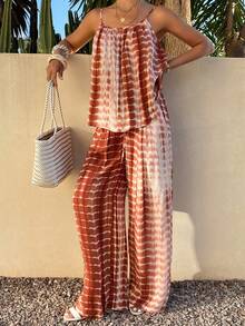 DAZY Women's Casual Floral Print Camisole And Wide Leg Pants 2 Pieces Set, Summer Boho - Blue - View 1