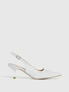 CUCCOO SZL Zapatos de tacón alto de punta elegantes y de moda para fiestas - Blanco - Ver 2