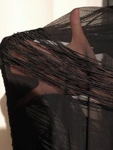 Swim Chiccia 女士薄纱罩衫，时尚流苏细肩带交叉露背设计，性感海滩度假派对新款 - 黑色 - 查看 6