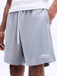 SUMWON Men's Relaxed Fit Casual Drawstring Towelling Shorts With Side Pockets And Cuffed Hem For Summer Comfort - Grey - View 5