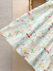 Cozy Pixies 女婴碎花圆领无袖收腰连衣裙，百搭舒适 - 霧霾藍 - 查看 8