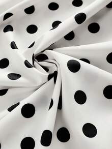 GlowEve CURVE Summer New Women's Casual Fashion Plus Size Polka Dot Decorated Button Dress, Sweet Retro White Short Sleeve Knee-Length Dress; White Polka Dot Short Sleeve Dress, Round Neck Waist Cinched A-Line Dress, Suitable For Daily Shopping, Gathering With Friends Or Weekend Leisure Activities. Polka Dot Dress Women Retro Dresses For Woman Gingham Vintage Polkadot Dress Polka Dot Dress French Style Dress - Apricot - View 8