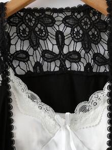 EMERY ROSE 大码女式蕾丝拼接开襟无袖外套 - 黑色 - 查看 2