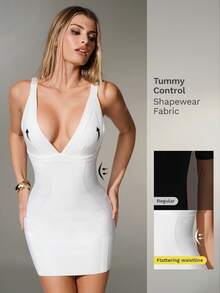 Nuvra Bandage Bodycon Dress With Sexy V-Neck Spaghetti Strap Design, Ideal For Parties And Events - Multicolor - View 1