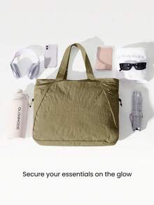 GLOWMODE Túi tote 18L bằng nylon có khóa kéo và nhiều ngăn, thích hợp đi biển, du lịch, sử dụng hàng ngày, mùa thu và mùa đông. - Màu vàng - Xem 2