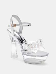 Glitzique Women Flower Decor Platform Sandals , Glamorous Open Toe Ankle Strap Sandals - Perak - View 5