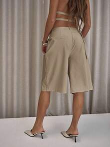 MUSERA Quần short dài dáng suông xếp ly, thanh lịch, gợi cảm, thích hợp cho các buổi tiệc tối, mùa hè, thường ngày hoặc đi nghỉ mát. - Màu be - Xem 3