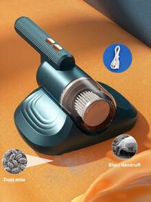 Teckwe 1 pieza Aspiradora inalámbrica portátil para eliminar ácaros con filtración HEPA, succión potente de 10kPa, luz UV, bajo nivel de ruido, larga duración de batería de 1200mAh, fácil de usar, color blanco, gris o rosa, ideal para mascotas, hogar, dormitorio, sala de estar, alfombras, camas, colchones y sofás, limpieza profunda y reducción de alérgenos. - Multicolor - Ver 3