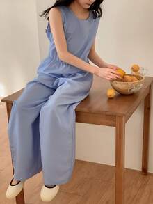 DAZY Bộ áo liền quần không tay cho bé gái tuổi teen mùa hè - Màu xanh lam - Xem 6