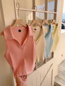 Comfortcana 4件套休闲简约家居甜美棉质吊带背心，颜色：奶油黄、天鹅白、爱丽丝蓝、草莓粉，适合夏季、度假、居家穿着。 - 彩色 - 查看 8
