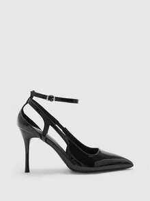 CUCCOO BIZCHIC Black Patent Leather Pointed Toe Hollow Out Stiletto Heel Elegant Pumps For Women Spring Shoes - Black - View 2