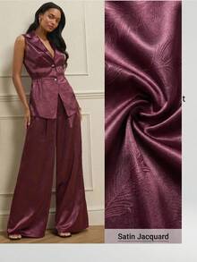 Lilora Elegant Women's Burgundy Sleeveless Lapel Button Front Regular Vest - Burgundy - View 1