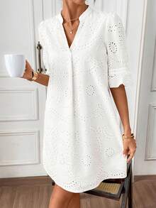 Vestido de manga media con estampado de Día de San Valentín para primavera/verano, conjunto de Día de San Valentín para mujer - Blanco 2 - Ver 11