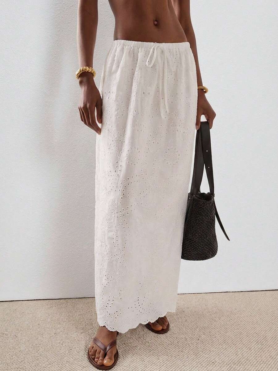 ATUI Studio 白色蕾丝镂空优雅休闲长裙 - 白色 - 查看 1