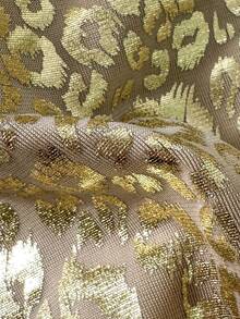 Swim Vcay Set de bikini sexy de 2 piezas con parte superior de triángulo de cuello de halter y Bottom de amarre a los lados con estampado de leopardo y textura, para primavera/verano - Albaricoque - Ver 3