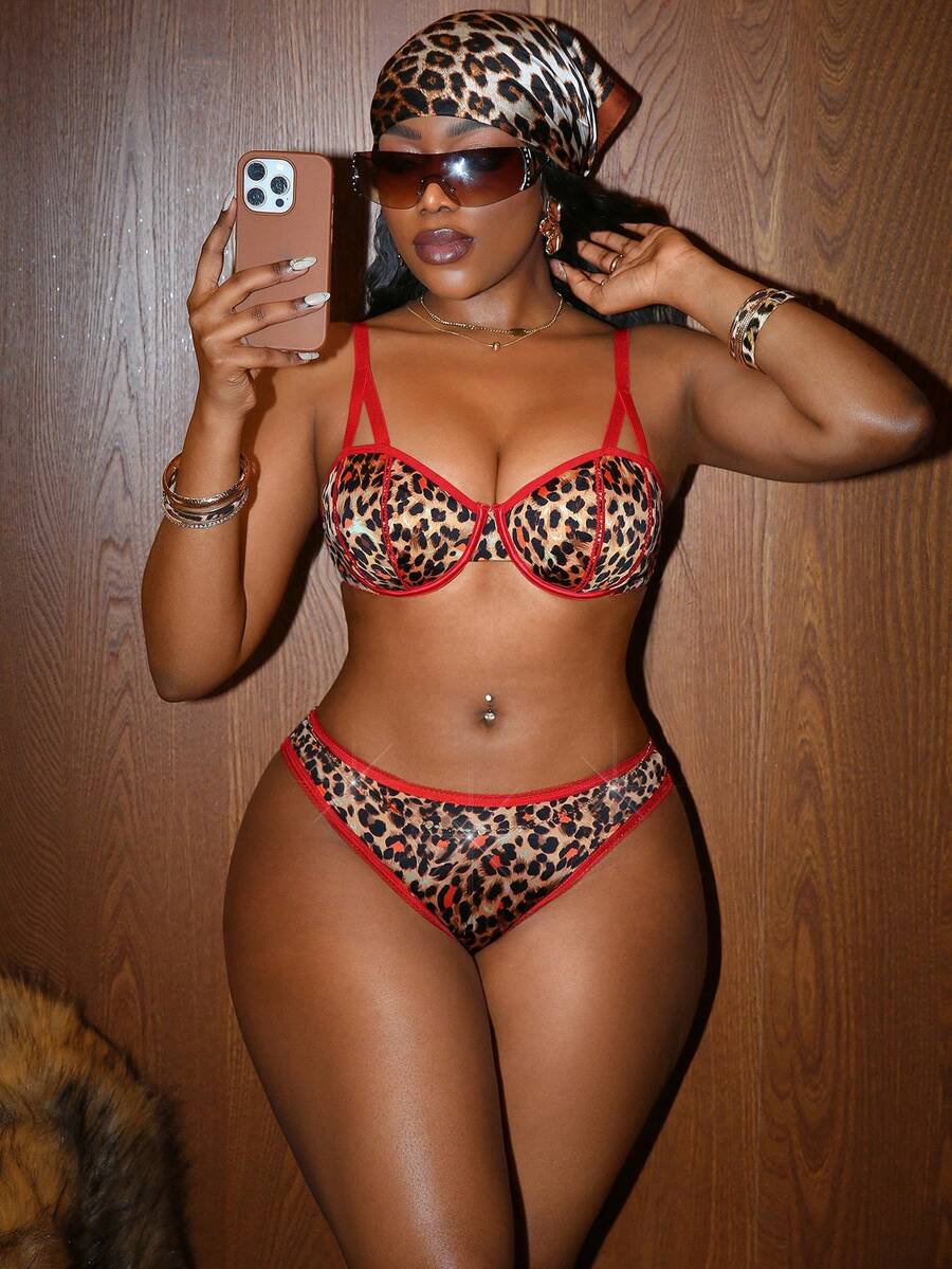 2件套女士钢圈内衣套装，情人节 - 彩色 - 查看 1