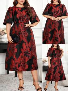 Reflora 大码印花休闲夏季连衣裙 - 紅色 - 查看 9